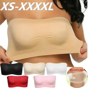 Double Women Plus Size Strapless Bra Bandeau Tube Removable Padded Top  Stretchy