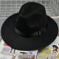 COD tjjs079 Shanghai xu wenqiang leisure joker black big eaves British jazz cap hat man hat上海滩许文强休闲百搭黑色大檐英伦爵士帽礼帽男士舞台表演帽子男23.02.13