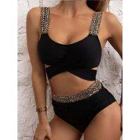 Sexy Bikini Set Women 2023 New Solid Criss Cross Swimsuit Two Pieces Swimwear Femme Lace Up Tankini Beachwear Bathing Suit