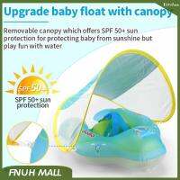 Free Swimming Baby Inflatable Baby Swimming Float with Safe Bottom Support and Retractable Fabric Canopy for Safer Swims