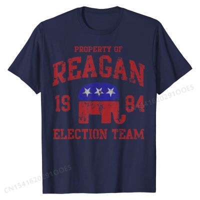 Retro 80s Reagan T-Shirt 84 Election Republican Men Tshirts  Retro Cotton Tops Shirts Simple Style for Men