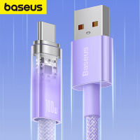 Baseus สาย USB ชนิด C 6A 100W ปิดเครื่องอัตโนมัติสายเคเบิลข้อมูลสายชาร์จเร็วสำหรับ Huawei P50 Xiaomi USB C สายชาร์จโทรศัพท์มือถือ