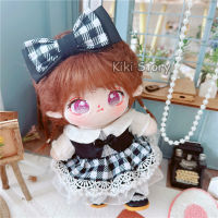 Genuine 20CM Doll Replaceable Clothes Black Plaid Lolita Dress Hairpin K-Pop Plush Toys Accessories Korean Group GIDLE YUQI Lisa Jisoo Aesap Ning Ning Fans Gifts