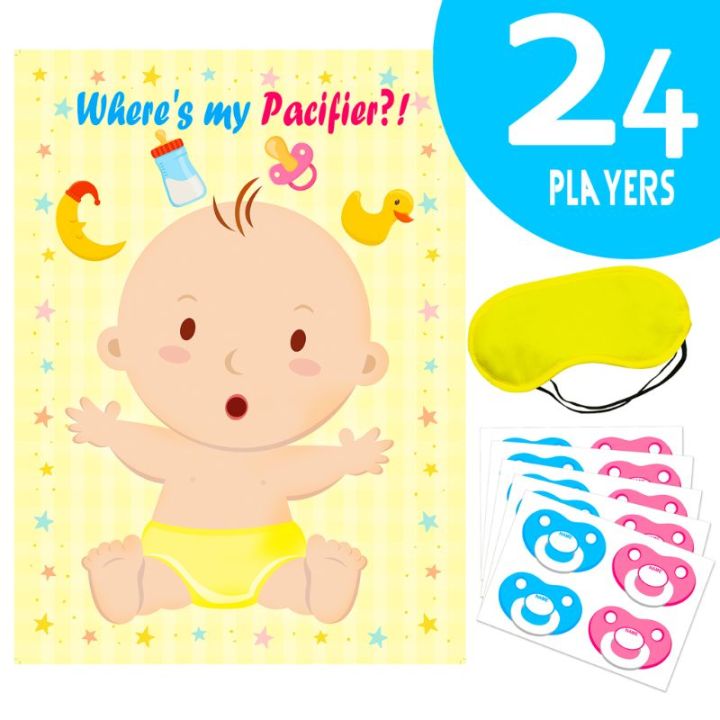 Pin The Pacifier on The Baby Game - Baby Shower Party Favors and Game ...