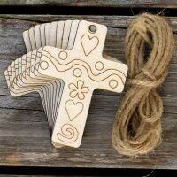 10pcs Unfinished Wooden Cross Embellishments Wood Craft Hanging Decor Embellishments Spring Garden Wooden DIY Cross Pendant