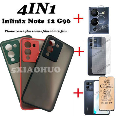 (4 In 1) สำหรับ Infinix Note 12 G96โทรศัพท์กรณีผิวง่ายโทรศัพท์กรณี + ฟิล์มนิรภัยเซรามิก + เลนส์ฟิล์ม + กลับฟิล์ม