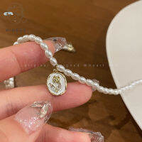 【ไวน์】Rose Pearl Necklace สำหรับผู้หญิง, หรูหราแบบฝรั่งเศส, ออกแบบพรีเมี่ยม, อุปกรณ์เสริมโซ่ไหปลาร้า