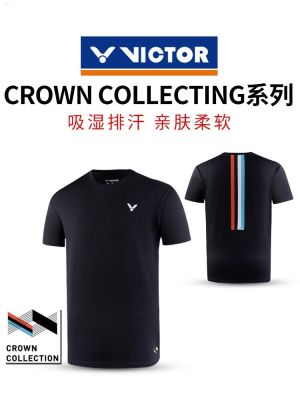 Victor Victory เครื่องแบบแบดมินตันเสื้อยืดแขนสั้นแห้งเร็วรุ่น CC สำหรับฝึกกีฬาอาชีพชายและหญิง