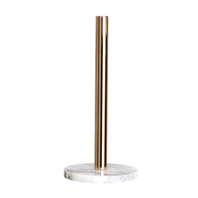 Gold Paper Stand with Marble Base Vertical Paper Towel Rack Modern Paper Towel Holder Roll Toilet Countertop Kitchen