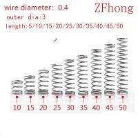 【✆New✆】 gongfaz 20ชิ้นเส้นผ่าศูนย์กลางลวด0.4Mm Od 3สเตนเลสสตีล Micro Small Compression Spring ยาว5มม.-50มม.