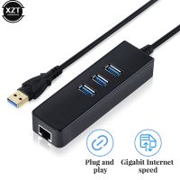 USB HUB 1000Mbps 3 Ports USB 3.0 to RJ45 Lan Ethernet Adapter Wired Network Card for MacBook Laptop Computer  USB Network Adapters