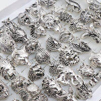 Wholesale 20pcsLots Mix Snake Owl Dragon Wolf Elephant Tiger Etc Animal Style Antique Vintage Jewelry Rings for Men Women