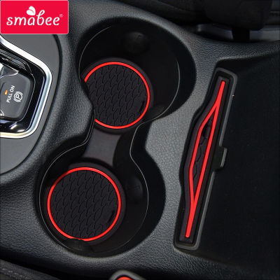 Smabee Anti-Slip Rubber Gate Slot Mat for Jeep Cherokee KL 2014 - Accessories Cup Holders Non-slip mats RED WHITE 26