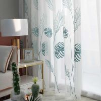 Leaf Embroidered Tulle Curtains for Bedroom The Livingroom Window Treatments Pastoral Sheer Voile for Kitchen Drapes Decor