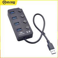 RYRA 4 Ports USB 3.0 Hub 5Gbps High Speed transfer data with Independent Switches AC Power Adapter for PC Computer Accessories USB Hubs