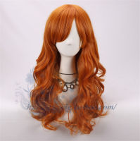 Nami Wig Orange 60cm Long Curly Synthetic Hair Wave Hair Cosplay for Halloween Party Carnival Role Play Wig Cap