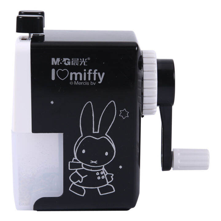 morninglight-เครื่องเขียนกระต่าย-miffy-ที่เหลาดินสอมือดำเนินการนักเรียนชั้นประถมศึกษาดินสอเอนกประสงค์ที่เหลาดินสอสีดำและสีขาวการ์ตูน-miffy-ที่เหลาดินสอ-yuko982