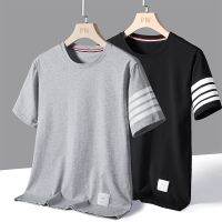 Popular logo TB short-sleeved summer four bar T-shirt male female round collar easing trend stretch breathable leisure lovers clothes --ntx230801▣◙