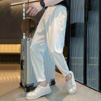 Spring Summer Casual Suit Pants Men Harlan Pants Korea Ninth Pants Fashion Solid Simple Wild Vintage Loose Trousers Male 2023