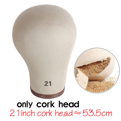 Alileader New Cork Canvas Head For Wigs With Stand 21"-24"Inch Cork Canvas Head With Tripod Stand Professional Wig Head Stand