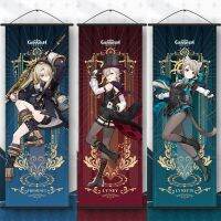 Genshin Impact Tarot Scroll Canvas Cosplay Anime Freminet Lynette Lyney Wanderer Alhaitham Posters Party Decor Xmas Gifts