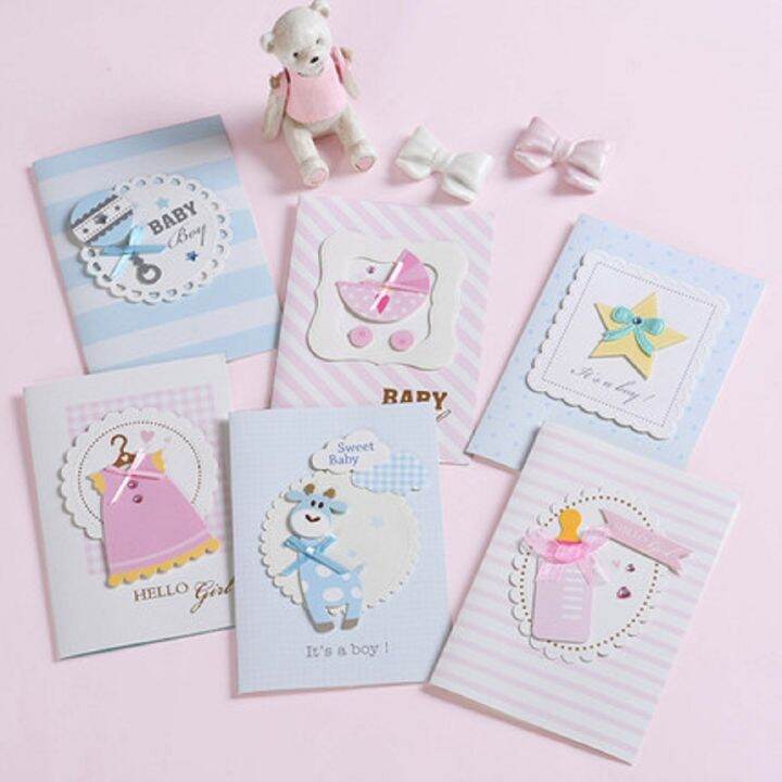 12pcs-new-baby-cards-3d-paper-baby-boy-girl-handmade-cards-cute-baby-mini-cards-gift