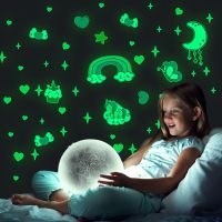 ♗☁ Cartoon Glow In The Dark Stickers Luminous Unicorn 3d Wall Sticker For Kids Room Living Room Bedroom Decoration Home Decals