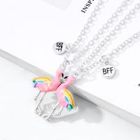 1Pair Magnetic Couple Flamingo Pendant Necklace for Men Women Jewelry Wedding Lovers Good Friend Best Necklace BFF Pendant
