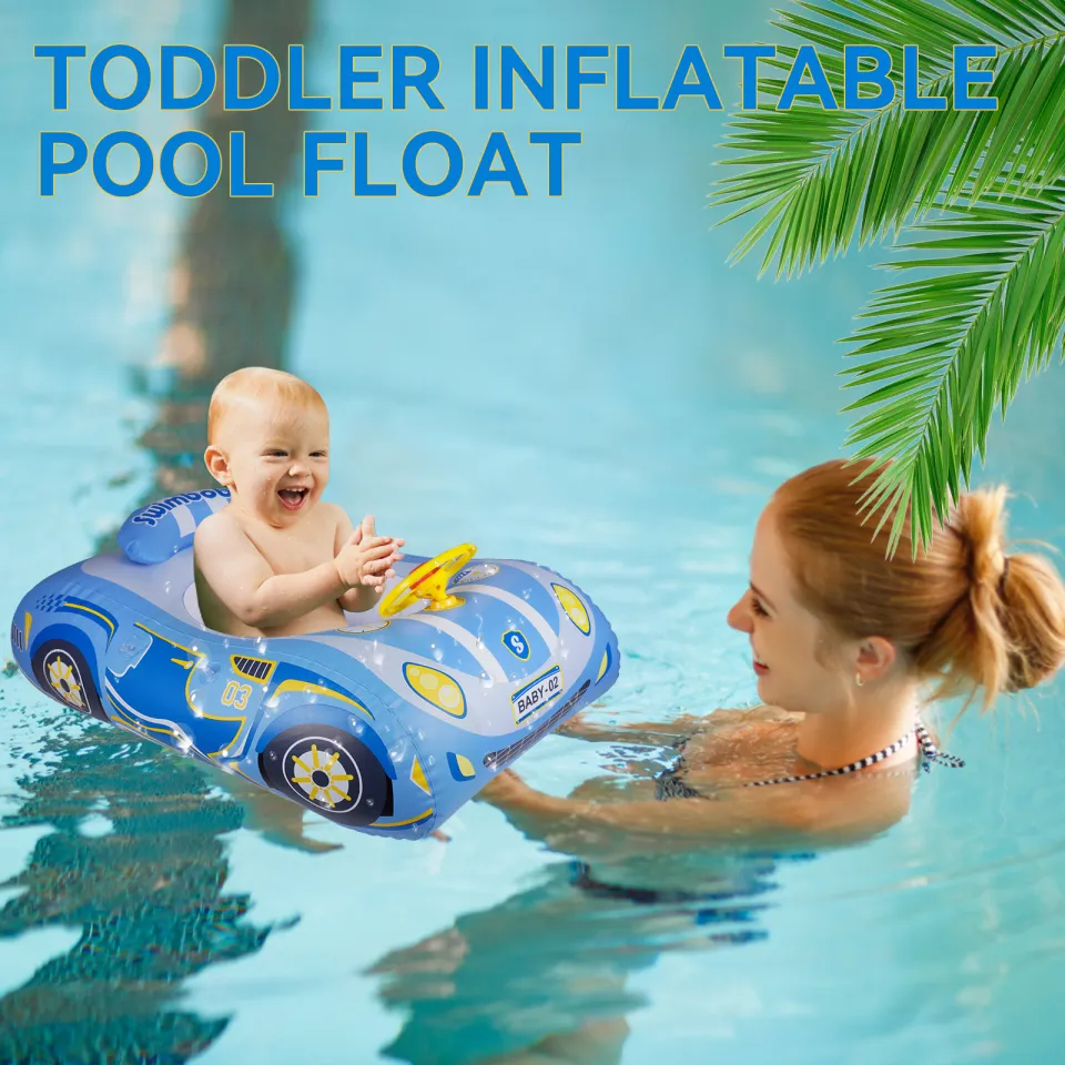 Toddler Pool Float Inflatable Car Baby Swim Float With Adjustable