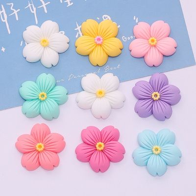 10pcs Sweet Cherry Blossom Resin Flatback Scrapbooking Hair Clip Brooch Phone Case Water Cup DIY Accessories