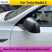 matte Carbon fiber back electroplate For Tesla Model 3 Sides Decoration Rearview Mirror Cap Cover accessories