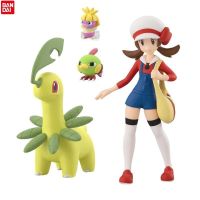 In Stock Bandai Pokemon Scale World Shokugan Johto Region Lyra Bayleef Natu Smoochum Anime Action Figure Model Toys Gifts