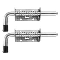 【LZ】✚✲▤  2Pcs 5 Inch Stainless Steel Spring Loaded Latch Pin Barrel Bolt 2mm Thickened Door Lock Brushed