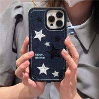 ANBV MALL เคสโทรศัพท์มือถือ ซิลิโคน ผ้ายีน ปักลายดาว กันกระแทก สําหรับ Iphone 12 11Pro Max 14 13 X XS XR 13 14promax