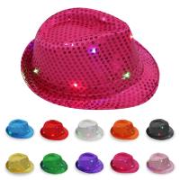 Luminous Jazz Hat Stage Props Sequin Cowboy Hats for Men Women Costumes Christmas Parties Easter