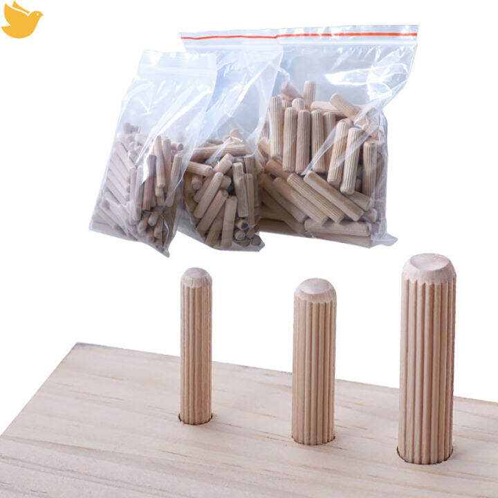 100 Pcs Wooden Dowel Pins With Fluted Beveled Round Wood Tip ...