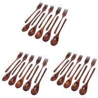 30 Pcs Wooden Spoons Forks Set Wooden Utensil Set Reusable Natural Wood Flatware Set for Cooking Stirring Eating