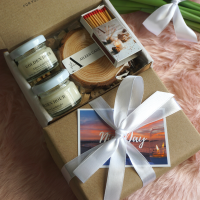 [Gift set ] ชุดของขวัญเทียนหอมไขถั่วเหลือง ถูกจัดเรียงในเซ็นขนาดมินิมอล พร้อมพิมพ์การ์ด have nice day ของขวัญวันพิเศษต่างๆ