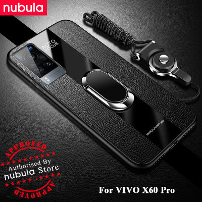 Nebula สำหรับ Vivo X60 Pro (6.56นิ้ว) ปลอก PU เคสหนัง Soft Edge กันกระแทกปกหลัง Hp VIVO X60 Pro โทรศัพท์มือถือผู้ถือ Lanyard ฉากยึดแม่เหล็กสำหรับ VIVO X60 Pro