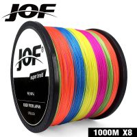 JOF 8เส้น1000เมตรเอ็นตกปลา100% PE คาร์ปตกปลาสายถัก22-88LB อุปกรณ์ตกปลา Peche สายหลากสี