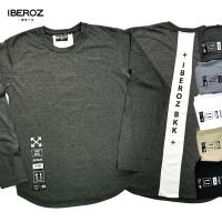 iBEROZ เสื้อยืดชายโค้งตัดต่อหลังสกรีนแนวSTREET