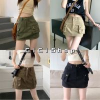 skirt ☟Cicishop(196)Skirts กระโปรงสั้นทรงy2k ดีเทลกระเป๋าเก๋ๆใส่แมตช์ง่าย ทรงฮิตมาแรงมากก♗