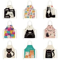 1 Pcs Cute Cat Pattern Kitchen Apron For Women Bibs Household Cleaning Pinafore Home Cooking Aprons  Chef Apron For Man Aprons