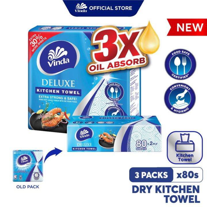 Vinda Deluxe Softpack Kitchen Towel (3x80s) Lazada