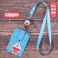 Doraemon Hello 5 Card Slots Student Card Holder With Cute Lanyard Card Holder Soft zipper Coin Pocket Coin Purse Winnie the Pooh wallet