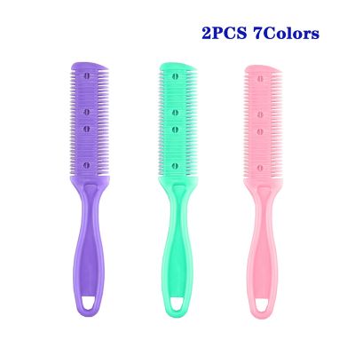 【YF】 2PCS Hair Cut Styling Barber Scissor Razor Magic Blade Comb Hairdressing Tool Double-Sided Scissors 7 Colors