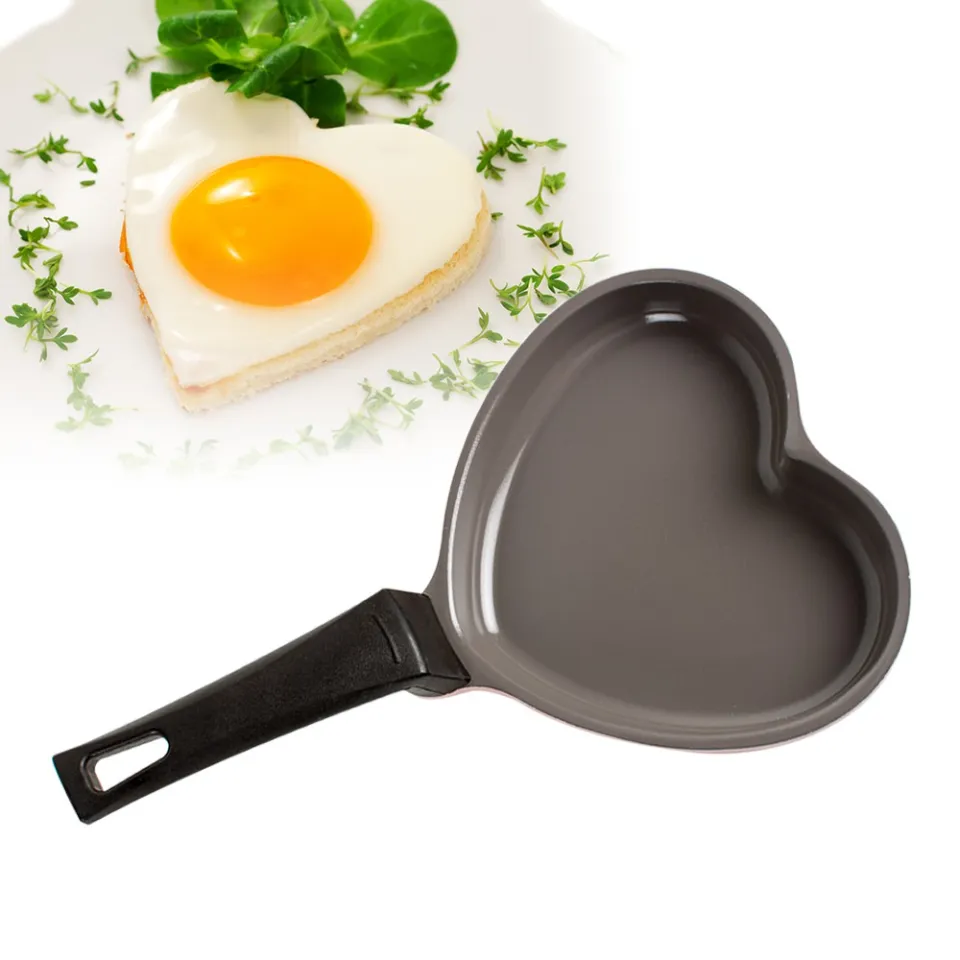 Neoflam Ceramic Nonstick Heart-Shaped Egg Pan Set, Lightweight cast  aluminum body ( Pink & Red )