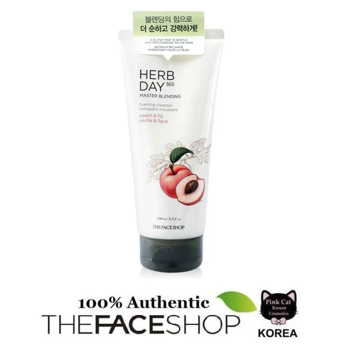 Korean Cosmetics THE FACE SHOP Herb Day 365 Cleansing Foam 170ml (Peach
