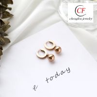 [COD] Cross-border hot-selling circle earrings female simple personality double-sided ear buckle stainless steel round bead wholesale