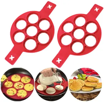 Pancake Making Mold Fried Egg Mold Reusable Silicone Pancake Maker with 7  Cavity Round Baking Omelet